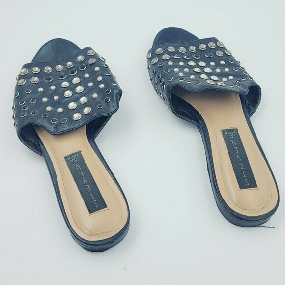 Steven By Steve Madden Black Rhinestone Jeweled Slide Sandals Size 8M - Picture 10 of 10